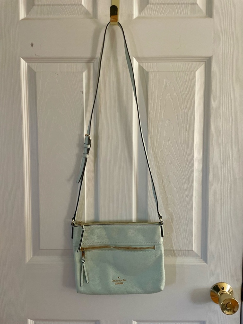 kate spade Mint Green Pebbled Leather Crossbody with Gold Hardware